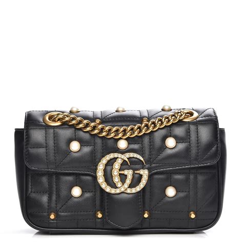 gucci belt pearl small|gucci black bag with pearls.